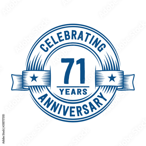 71 years logo design template. 71st anniversary vector and illustration.