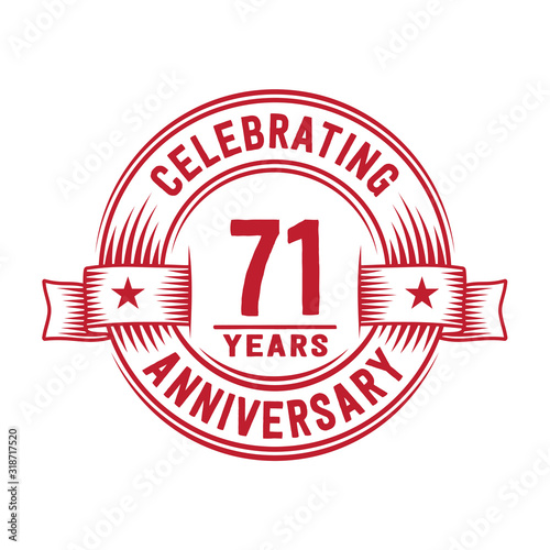 71 years logo design template. 71st anniversary vector and illustration.
