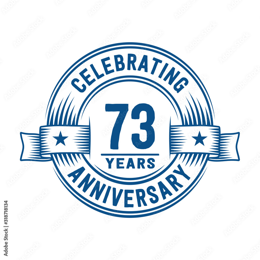 Fototapeta premium 73 years logo design template. 73rd anniversary vector and illustration.