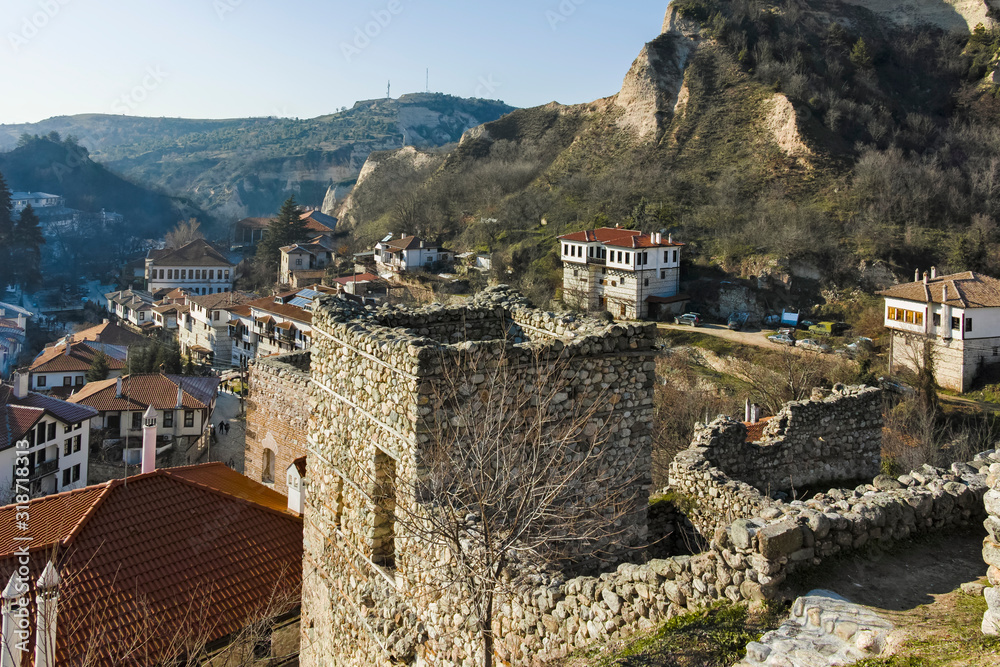 Ruins of Medieval fortress at town of Melnik, Bulgaria