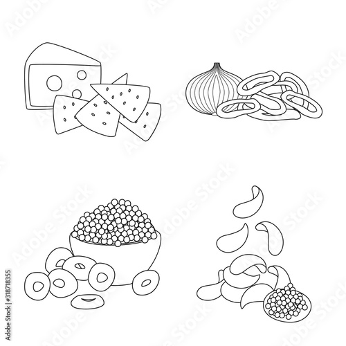 Isolated object of taste and crunchy sign. Collection of taste and cooking vector icon for stock.