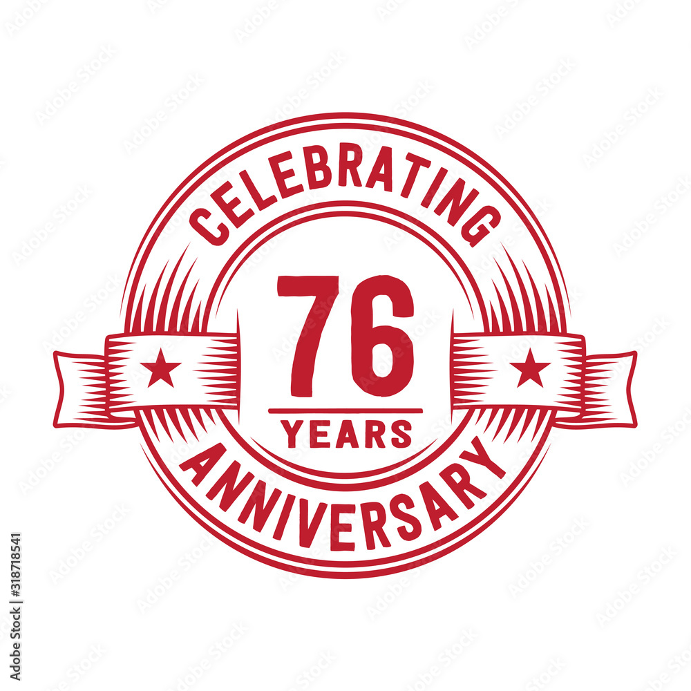 76 years logo design template. 76th anniversary vector and illustration.