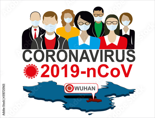 2019-nCoV. China pathogen respiratory coronavirus 2019-nCoV. Flu spreading of world, China map, symptoms. Dangerous chinese ncov corona virus, SARS pandemic risk alert