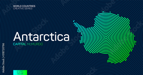 Abstract map of Antarctica with circle lines