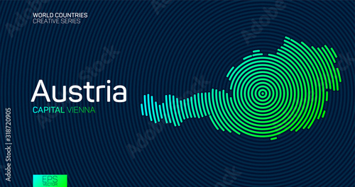 Abstract map of Austria with circle lines