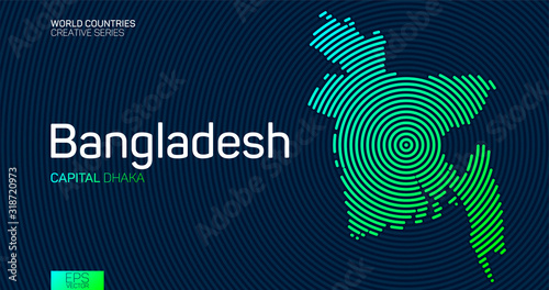 Abstract map of Bangladesh with circle lines