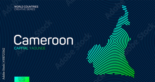 Abstract map of Cameroon with circle lines