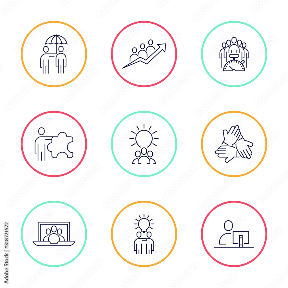 team work business icon set. for mobile app website.