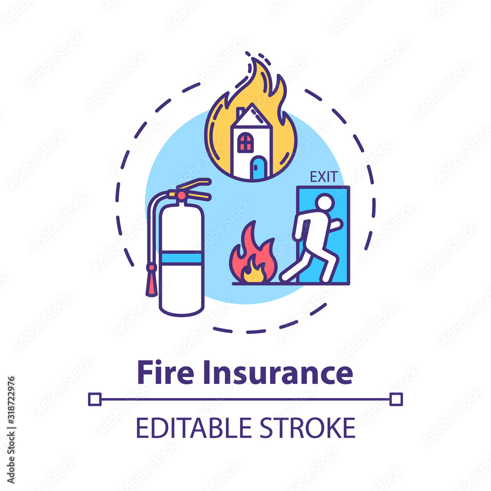 Fire insurance concept icon. Homeowner policy. Flame destruction for real estate. House damage coverage idea thin line illustration. Vector isolated outline RGB color drawing. Editable stroke Fire insurance concept icon. Homeowner policy. Flame destruction for real estate. House damage coverage idea thin line illustration. Vector isolated outline RGB color drawing. Editable stroke