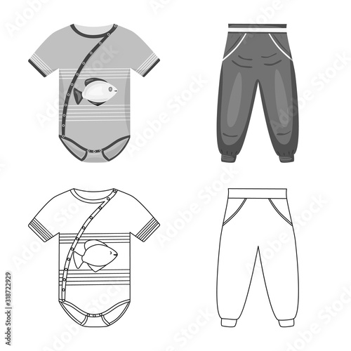 Vector illustration of fashion and garment icon. Set of fashion and cotton stock vector illustration.