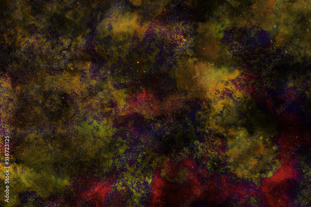 Abstract galaxy illustration with stars and nebula. Fantasy, celestial, sci-fi or futuristic background. Grunge design.