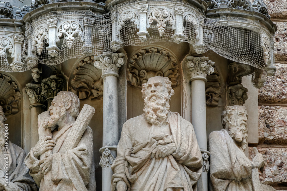 Statues at the Montserrat Monastery in Catalonia Spain. 