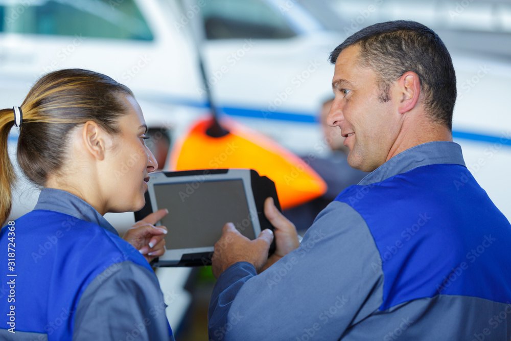 Obraz premium the two modern aircraft engineers