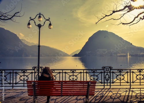 Tranquil scene on the Lugano lake