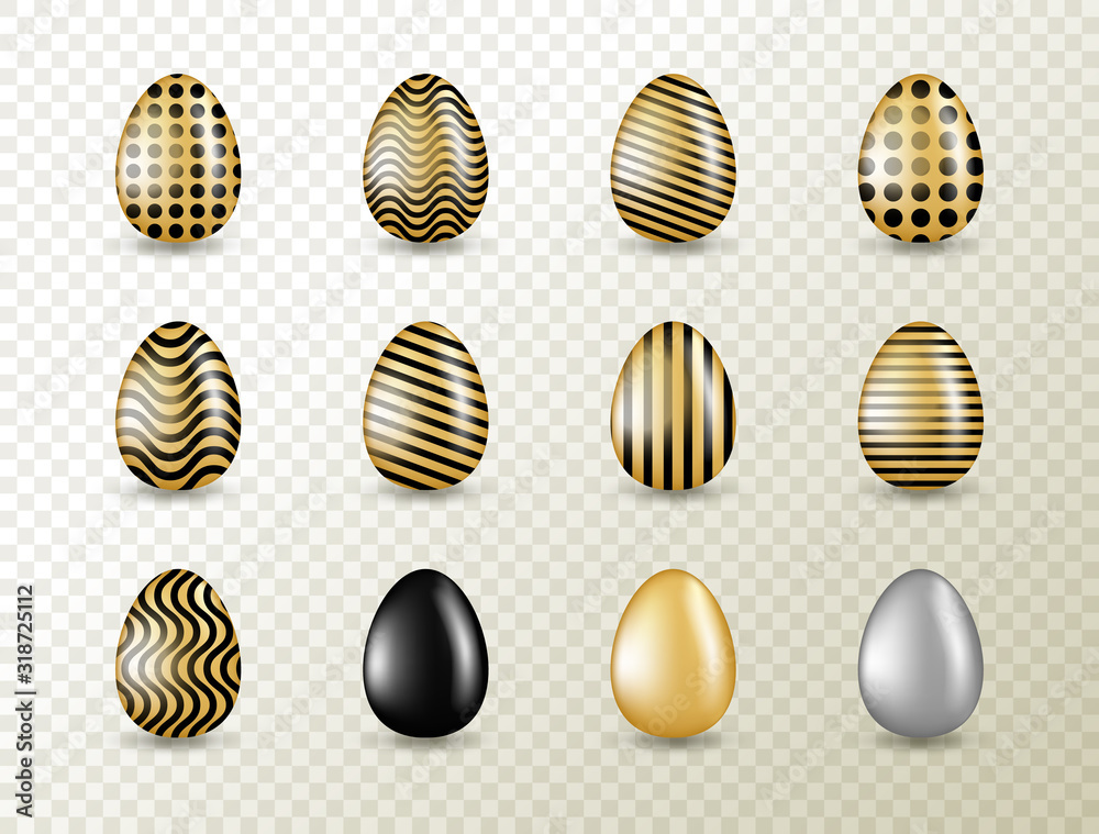 Gold Eggs Collection with Black Geometric Pattern Gold Eggs Collection with Black Geometric Pattern