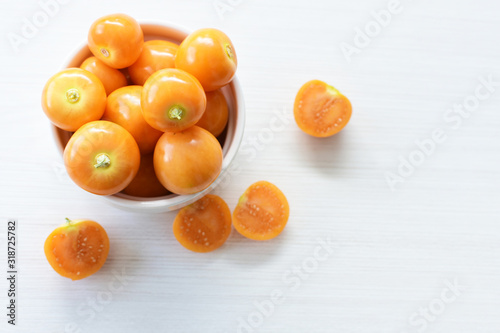 natural cape gooseberry on wooden background