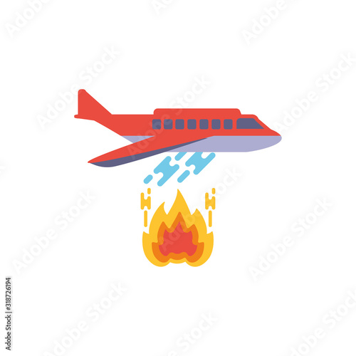 Airplane putting out fire vector design
