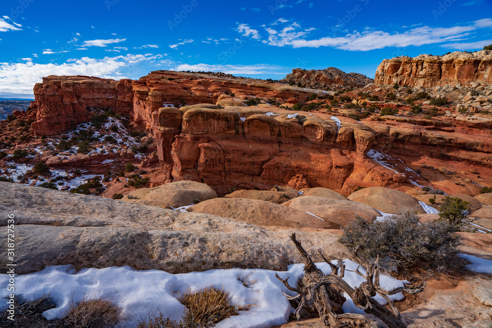 Snow Covers Sandstone in Capital Reef National Park