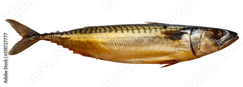 smoked mackerel on a white background