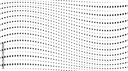 Abstract wavy halftone dots background vector design.