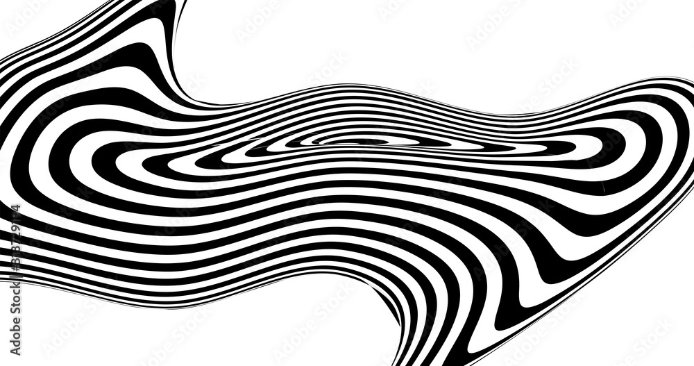 Abstract optical illusion liquid shape with stripes.