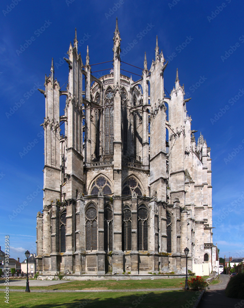 Gothic buttresses around the apse of Beauvais cathedral in France