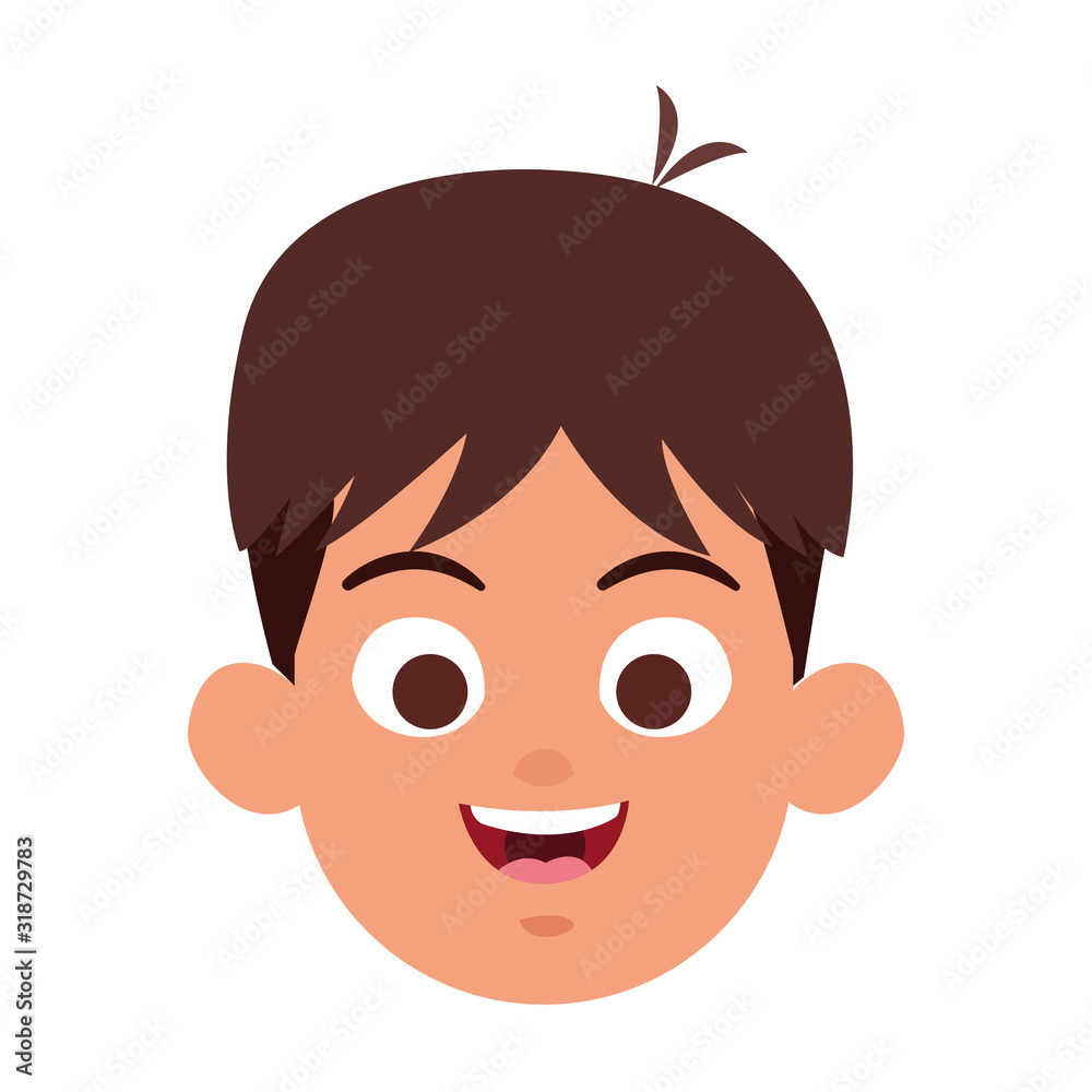 cartoon happy boy smiling icon
