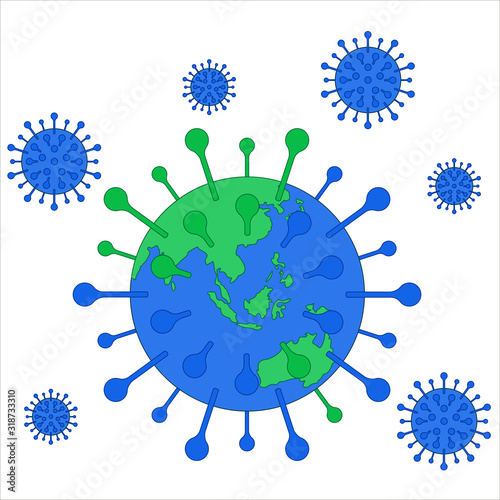 Coronavirus 2019-ncov outbreak of a new strain of influenza threatening the development of a pandemic. Vector illustration