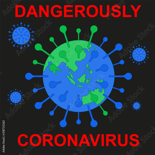 Coronavirus 2019-ncov outbreak of a new strain of influenza threatening the development of a pandemic. Vector illustration