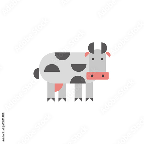Vector illustration of a cow farm animal in simple geometric shape. It can be good as design element of farm re