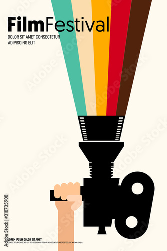 Movie and film poster design template background modern vintage retro style