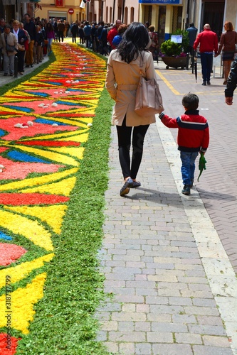 Street decorated with flowers at the Corpus Christi festival