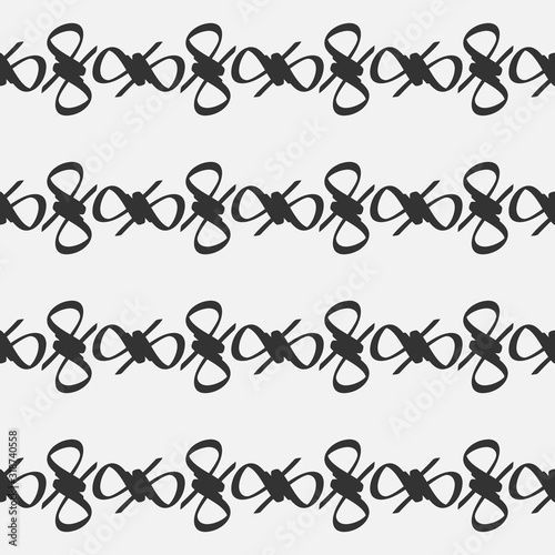 Monochrome seamless pattern with alternating geometric elements.