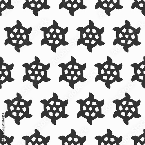 Monochrome seamless pattern with geometric elements.
