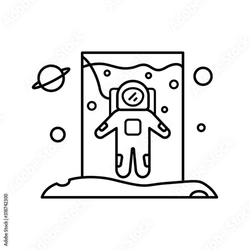 Water training, simulation of cosmonaut in space icon. Simple line, outline vector elements of interplanetary colonization icons for ui and ux, website or mobile application