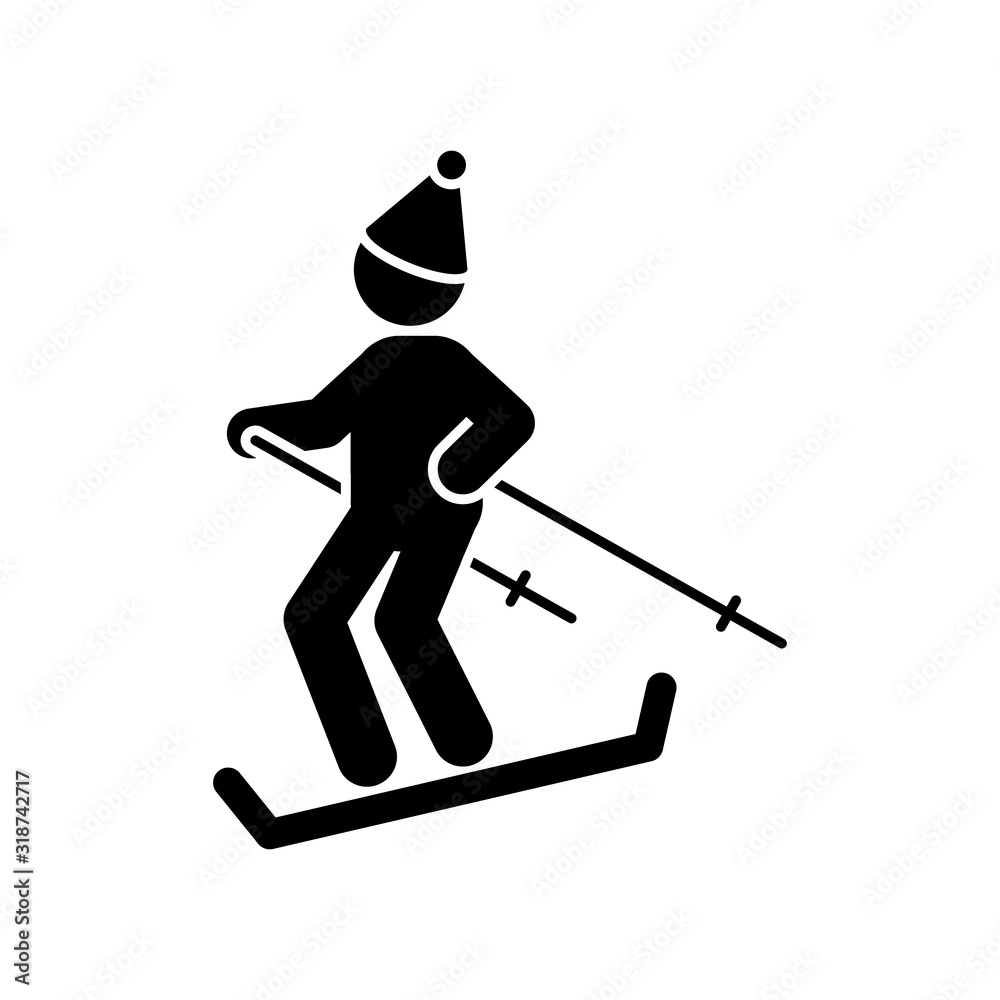 man is skiing icon. Simple vector pictogram of winter recreation icons for ui and ux, website or mobile application