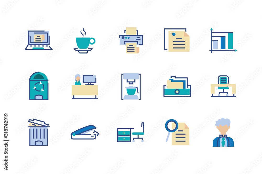 Isolated office and business icon set vector design Isolated office and business icon set vector design