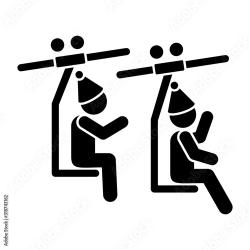 Men in chairlift icon. Simple vector pictogram of winter recreation icons for ui and ux, website or mobile application