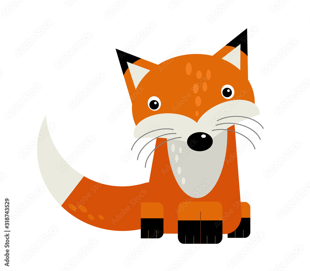 Obraz premium cartoon scene with wild animal fox on white background illustration