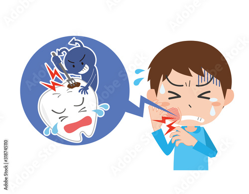 	むし歯　虫歯　歯痛　歯科　歯医者　痛い　症状　男の子　児童