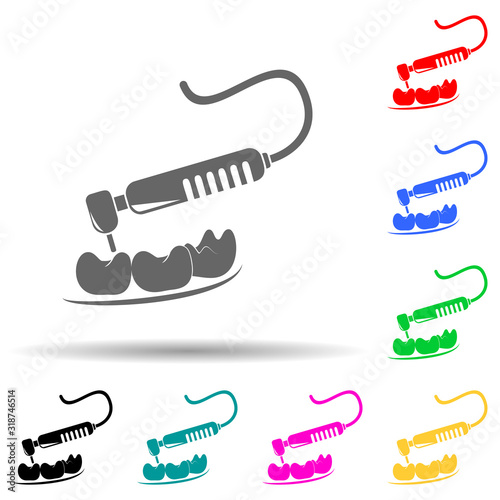 tooth filling multi color style icon. Simple glyph, flat vector of dental icons for ui and ux, website or mobile application