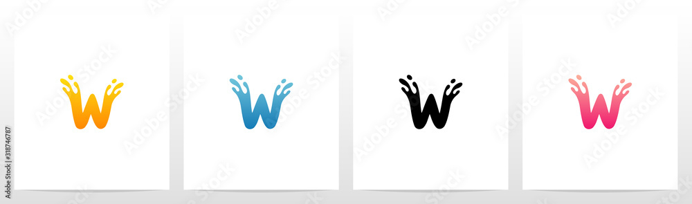 Obraz premium Water Splash On Letter Logo Design W