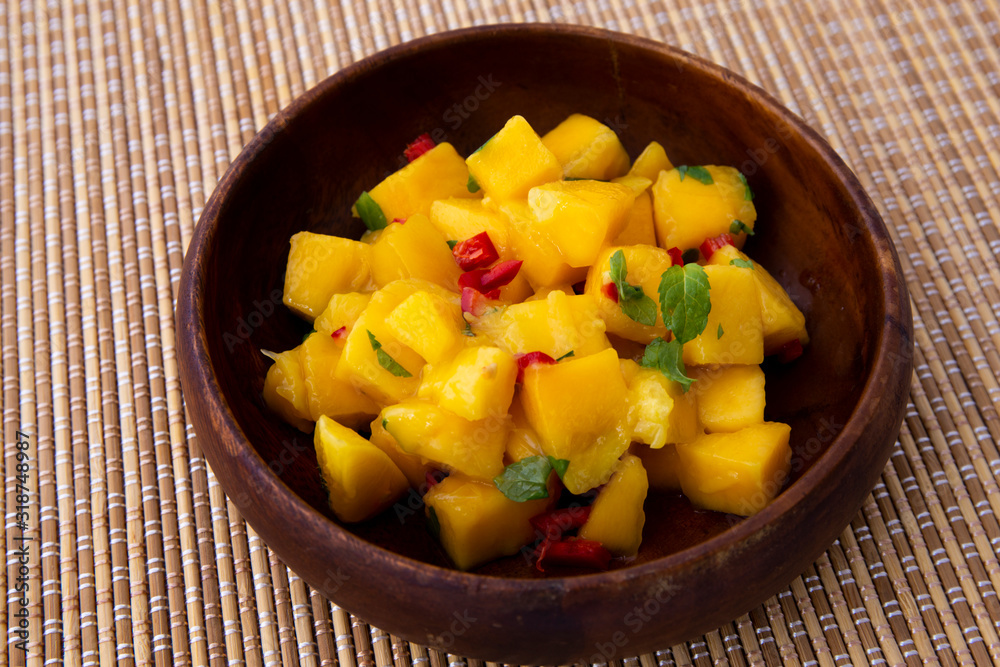 mango chunks with red chiilli and mint mango chunks with red chiilli and mint