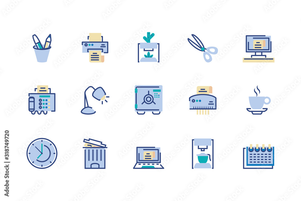 Isolated office and business icon set vector design