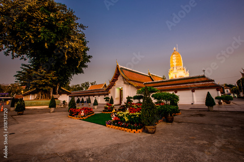 Background of religious tourist attractions,the old Buddha Church (Phra Buddha Chinaraj National Museum)with both Thai and foreign tourists coming to make merit always in Thailand