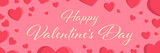 Happy valentines day background vector banner with red pink hearts