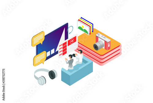 Modern Isometric Digital Photography Illustration, Web Banners, Suitable for Diagrams, Infographics, Book Illustration, Game Asset, And Other Graphic Related Assets