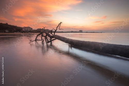 Scenic view of amazing tropical beach. Nature composition and vibrant colors.