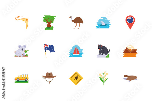 Isolated australian icon set vector design