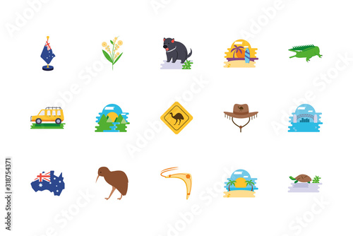 Isolated australian icon set vector design